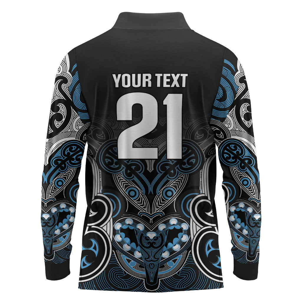 World Cricket Custom New Zealand Long Sleeve Polo Shirt Kia kaha nga Potae Pango LT9 - Polynesian Pride