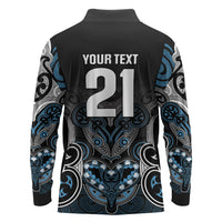 World Cricket Custom New Zealand Long Sleeve Polo Shirt Kia kaha nga Potae Pango LT9 - Polynesian Pride