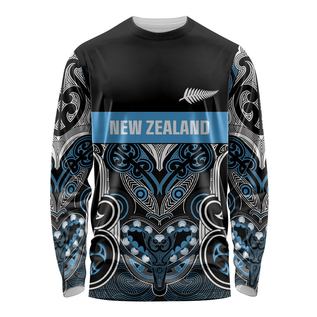 World Cricket Custom New Zealand Long Sleeve Shirt Kia kaha nga Potae Pango LT9 Unisex Black - Polynesian Pride