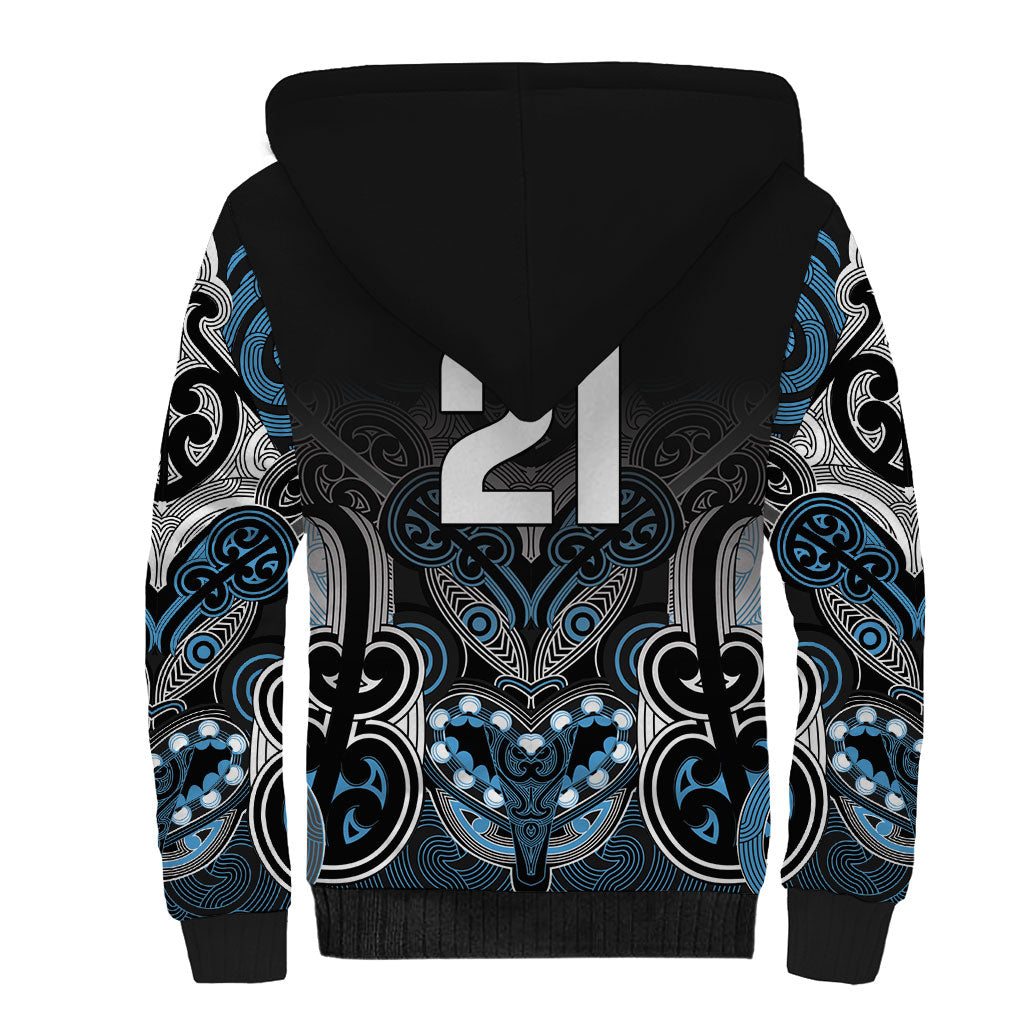 World Cricket Custom New Zealand Sherpa Hoodie Kia kaha nga Potae Pango LT9 - Polynesian Pride