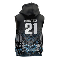 World Cricket Custom New Zealand Sleeveless Zip Hoodie Kia kaha nga Potae Pango LT9 - Polynesian Pride