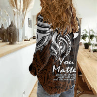 Your Matter Suicide Prevention Women Casual Shirt Gold Polynesian Tribal LT9 - Polynesian Pride