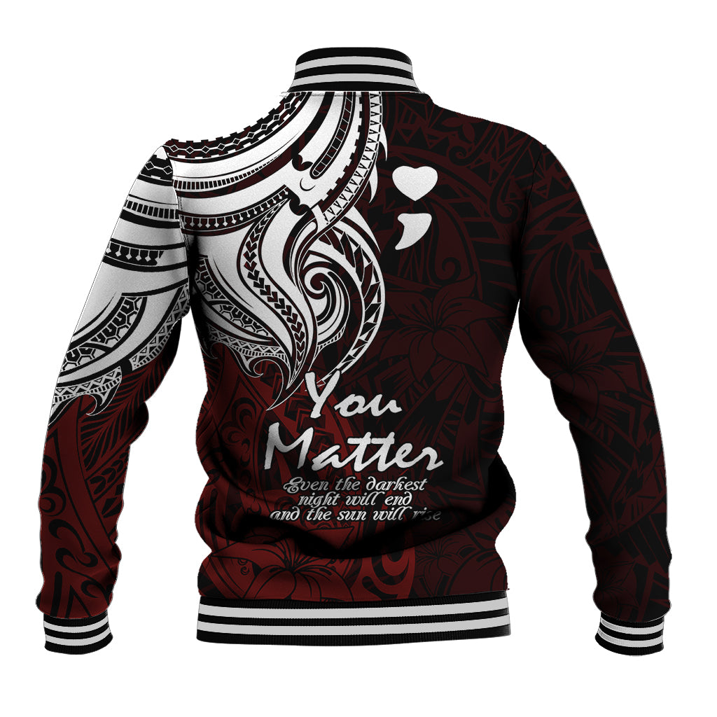 Your Matter Suicide Prevention Baseball Jacket Red Polynesian Tribal LT9 - Polynesian Pride