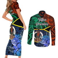 Tafea Day Couples Matching Short Sleeve Bodycon Dress and Long Sleeve Button Shirts Vanuatu Sand Drawing With Polynesian Pattern LT9 - Polynesian Pride