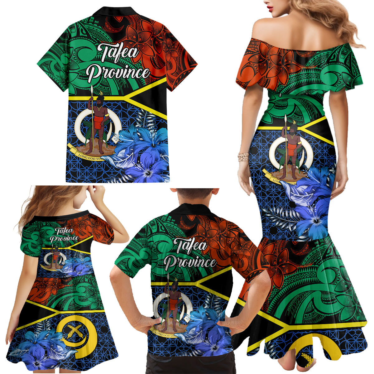 Tafea Day Family Matching Mermaid Dress and Hawaiian Shirt Vanuatu Sand Drawing With Polynesian Pattern LT9 - Polynesian Pride