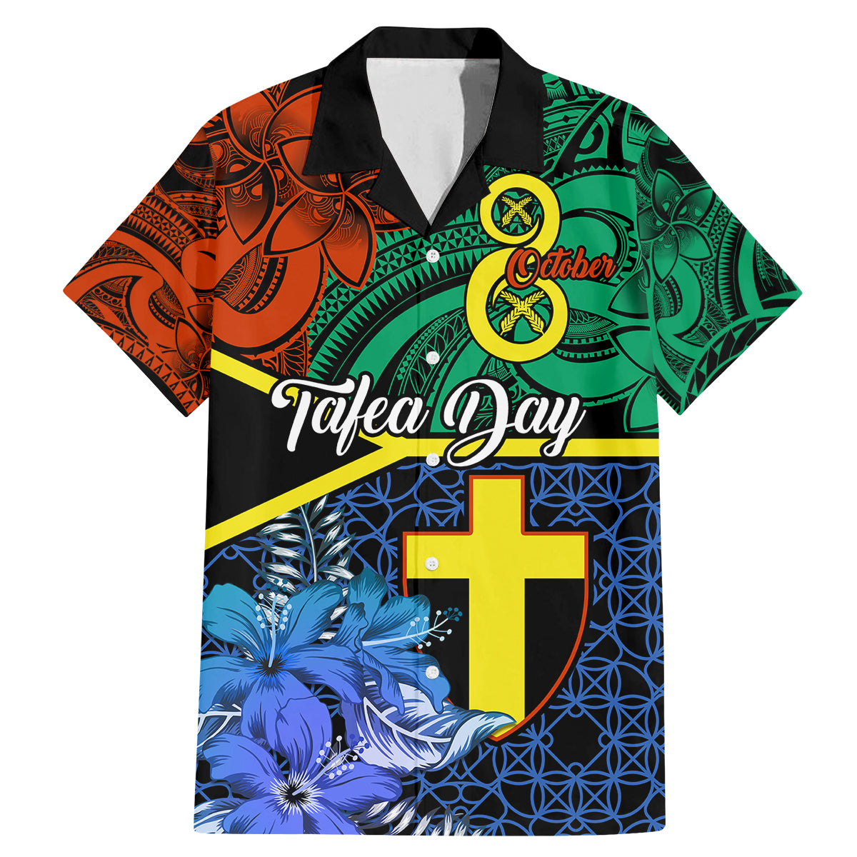 Tafea Day Family Matching Mermaid Dress and Hawaiian Shirt Vanuatu Sand Drawing With Polynesian Pattern LT9 Dad's Shirt - Short Sleeve Blue - Polynesian Pride