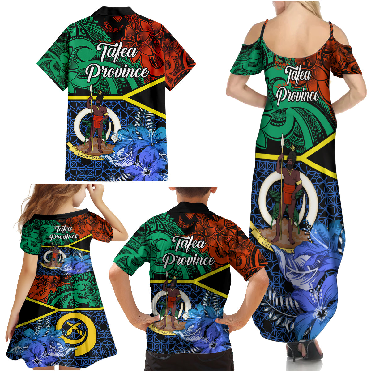 Tafea Day Family Matching Summer Maxi Dress and Hawaiian Shirt Vanuatu Sand Drawing With Polynesian Pattern LT9 - Polynesian Pride