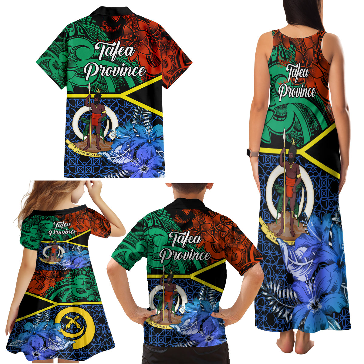 Tafea Day Family Matching Tank Maxi Dress and Hawaiian Shirt Vanuatu Sand Drawing With Polynesian Pattern LT9 - Polynesian Pride