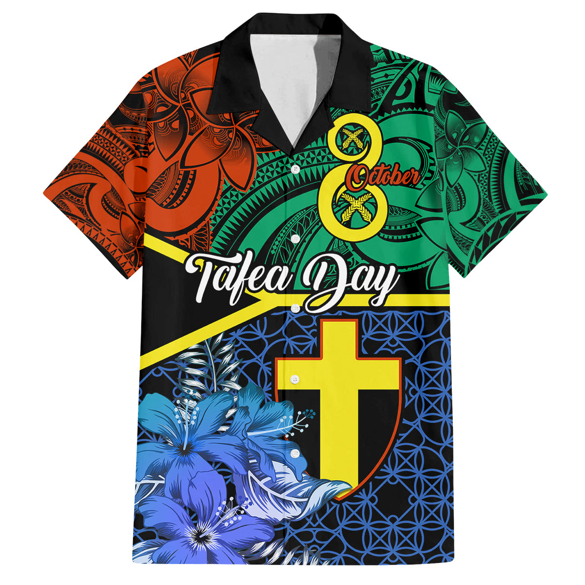Tafea Day Family Matching Tank Maxi Dress and Hawaiian Shirt Vanuatu Sand Drawing With Polynesian Pattern LT9 Dad's Shirt - Short Sleeve Blue - Polynesian Pride