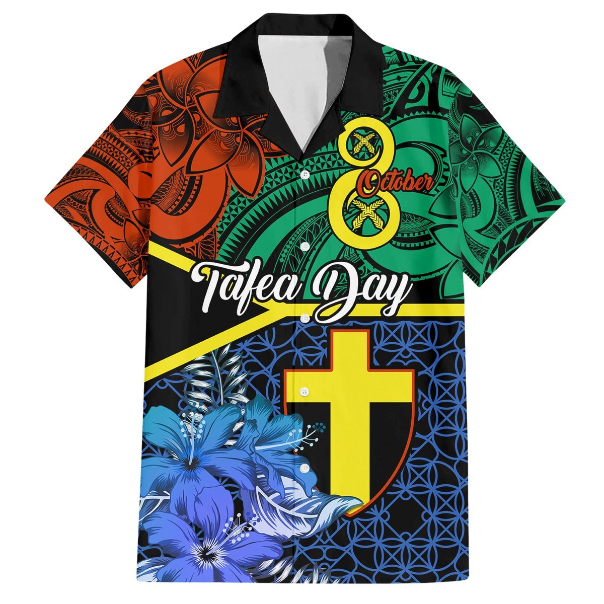 Tafea Day Hawaiian Shirt Vanuatu Sand Drawing With Polynesian Pattern LT9 Blue - Polynesian Pride