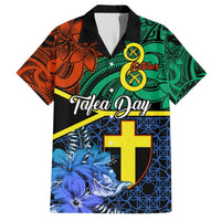 Tafea Day Hawaiian Shirt Vanuatu Sand Drawing With Polynesian Pattern LT9 Blue - Polynesian Pride