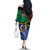 Personalised Tafea Day Family Matching Off Shoulder Long Sleeve Dress and Hawaiian Shirt Vanuatu Sand Drawing With Polynesian Pattern LT9 - Polynesian Pride