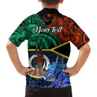 Personalised Tafea Day Family Matching Off Shoulder Maxi Dress and Hawaiian Shirt Vanuatu Sand Drawing With Polynesian Pattern LT9 - Polynesian Pride