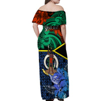 Personalised Tafea Day Family Matching Off Shoulder Maxi Dress and Hawaiian Shirt Vanuatu Sand Drawing With Polynesian Pattern LT9 - Polynesian Pride