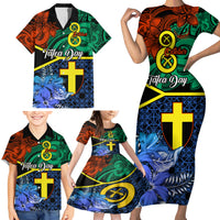 Personalised Tafea Day Family Matching Short Sleeve Bodycon Dress and Hawaiian Shirt Vanuatu Sand Drawing With Polynesian Pattern LT9 - Polynesian Pride