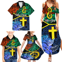 Personalised Tafea Day Family Matching Summer Maxi Dress and Hawaiian Shirt Vanuatu Sand Drawing With Polynesian Pattern LT9 - Polynesian Pride