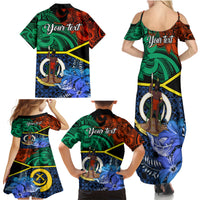 Personalised Tafea Day Family Matching Summer Maxi Dress and Hawaiian Shirt Vanuatu Sand Drawing With Polynesian Pattern LT9 - Polynesian Pride
