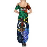 Personalised Tafea Day Family Matching Summer Maxi Dress and Hawaiian Shirt Vanuatu Sand Drawing With Polynesian Pattern LT9 - Polynesian Pride