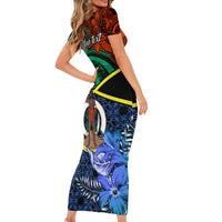 Personalised Tafea Day Short Sleeve Bodycon Dress Vanuatu Sand Drawing With Polynesian Pattern LT9 - Polynesian Pride