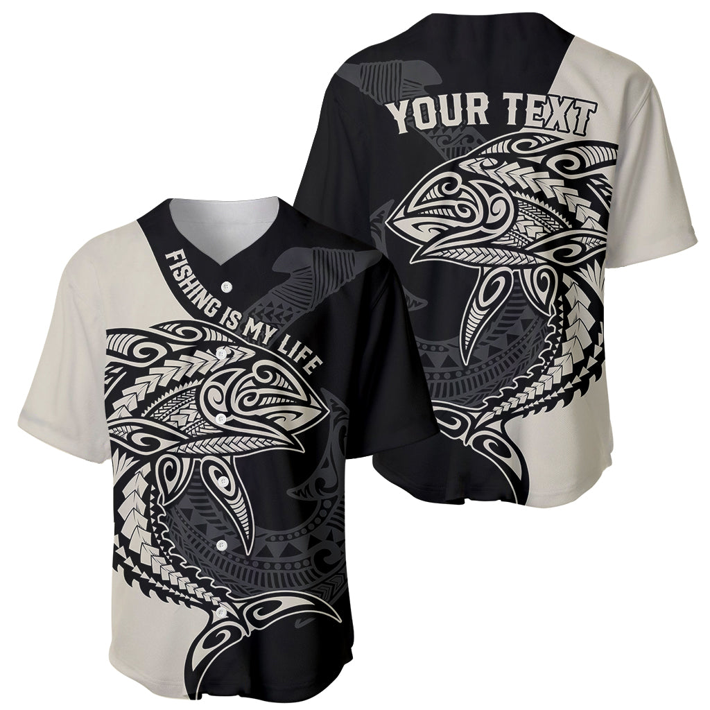 Personalised Polynesia Fishing Baseball Jersey With Maori Hei Matau Fish Hook Gold Art LT9 - Polynesian Pride