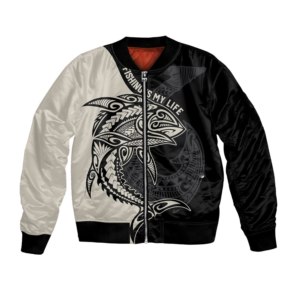 Personalised Polynesia Fishing Bomber Jacket With Maori Hei Matau Fish Hook Gold Art LT9 Unisex Gold - Polynesian Pride