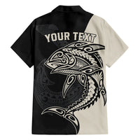 Personalised Polynesia Fishing Family Matching Off Shoulder Long Sleeve Dress and Hawaiian Shirt With Maori Hei Matau Fish Hook Gold Art LT9 - Polynesian Pride