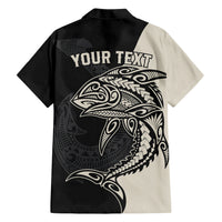 Personalised Polynesia Fishing Family Matching Short Sleeve Bodycon Dress and Hawaiian Shirt With Maori Hei Matau Fish Hook Gold Art LT9 - Polynesian Pride