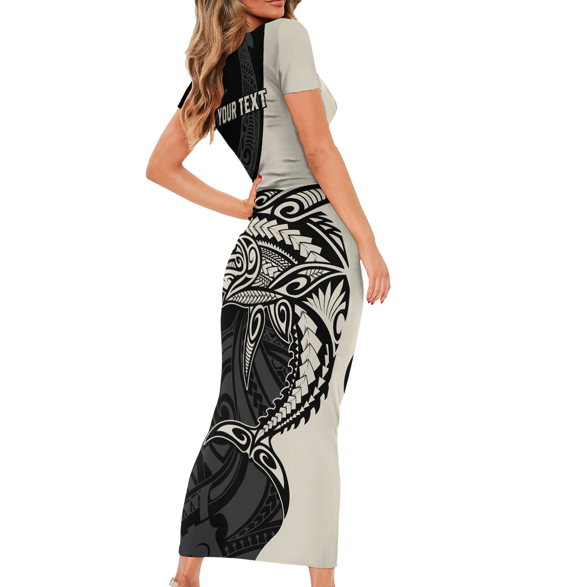 Personalised Polynesia Fishing Family Matching Short Sleeve Bodycon Dress and Hawaiian Shirt With Maori Hei Matau Fish Hook Gold Art LT9 - Polynesian Pride
