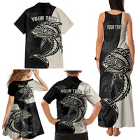 Personalised Polynesia Fishing Family Matching Tank Maxi Dress and Hawaiian Shirt With Maori Hei Matau Fish Hook Gold Art LT9 - Polynesian Pride