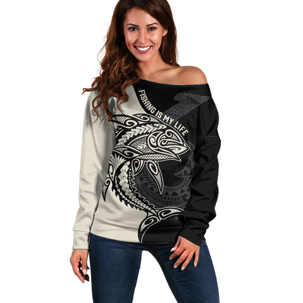 personalised-polynesia-fishing-off-shoulder-sweater-with-maori-hei-matau-fish-hook-gold-art