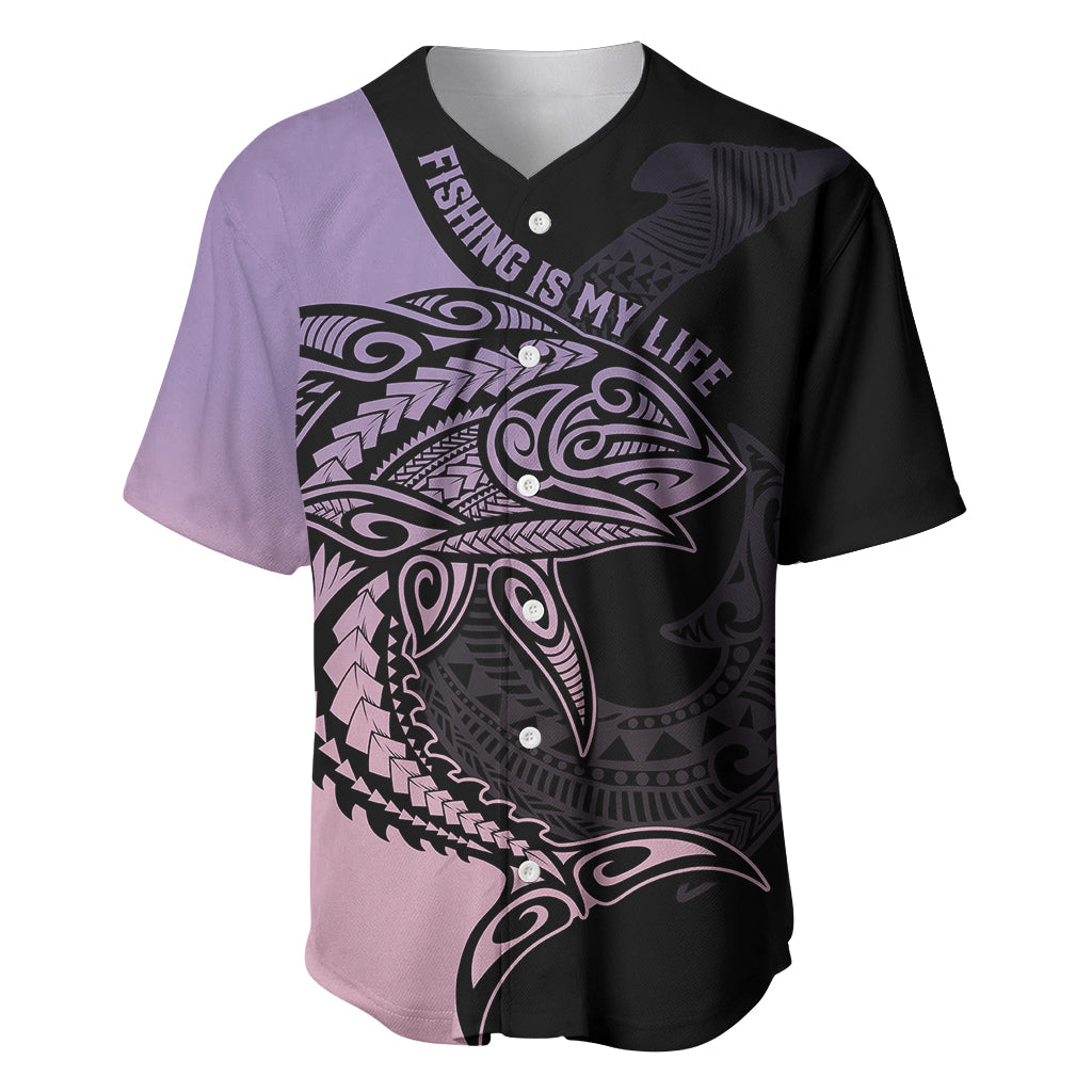 Personalised Polynesia Fishing Baseball Jersey With Maori Hei Matau Fish Hook Pastel Art LT9 Pastel - Polynesian Pride
