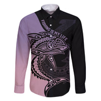 Personalised Polynesia Fishing Family Matching Off Shoulder Long Sleeve Dress and Hawaiian Shirt With Maori Hei Matau Fish Hook Pastel Art LT9 Dad's Shirt - Long Sleeve Pastel - Polynesian Pride