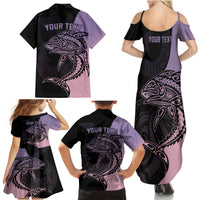 Personalised Polynesia Fishing Family Matching Summer Maxi Dress and Hawaiian Shirt With Maori Hei Matau Fish Hook Pastel Art LT9 - Polynesian Pride