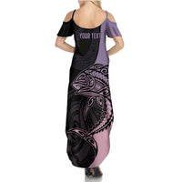 Personalised Polynesia Fishing Family Matching Summer Maxi Dress and Hawaiian Shirt With Maori Hei Matau Fish Hook Pastel Art LT9 - Polynesian Pride
