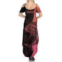 Personalised Polynesia Fishing Family Matching Summer Maxi Dress and Hawaiian Shirt With Maori Hei Matau Fish Hook Pink Art LT9 - Polynesian Pride