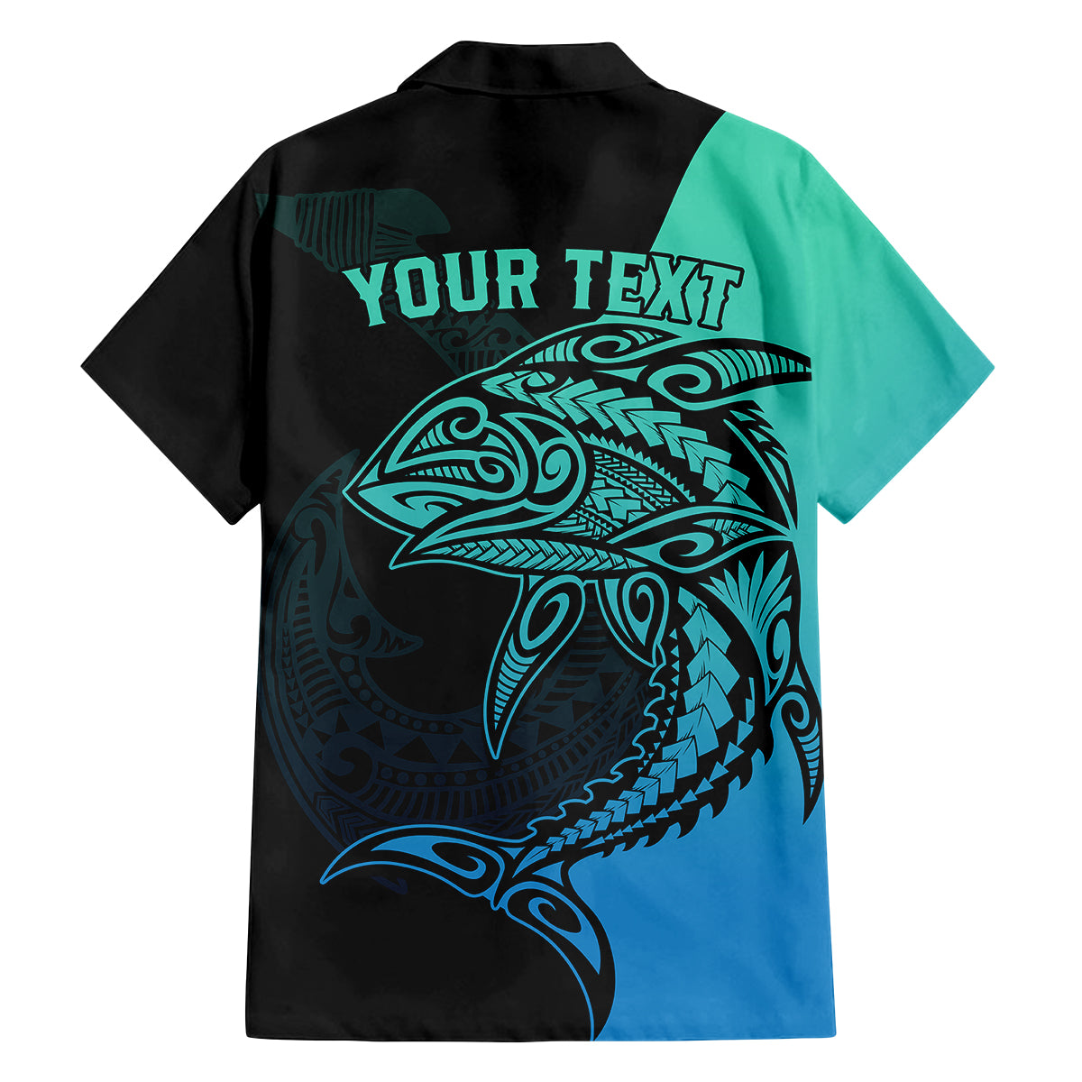 Personalised Polynesia Fishing Family Matching Off Shoulder Short Dress and Hawaiian Shirt With Maori Hei Matau Fish Hook Turquoise Art LT9 - Polynesian Pride