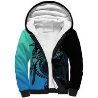 Personalised Polynesia Fishing Sherpa Hoodie With Maori Hei Matau Fish Hook Turquoise Art LT9 Unisex Turquoise - Polynesian Pride