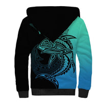 Personalised Polynesia Fishing Sherpa Hoodie With Maori Hei Matau Fish Hook Turquoise Art LT9 - Polynesian Pride