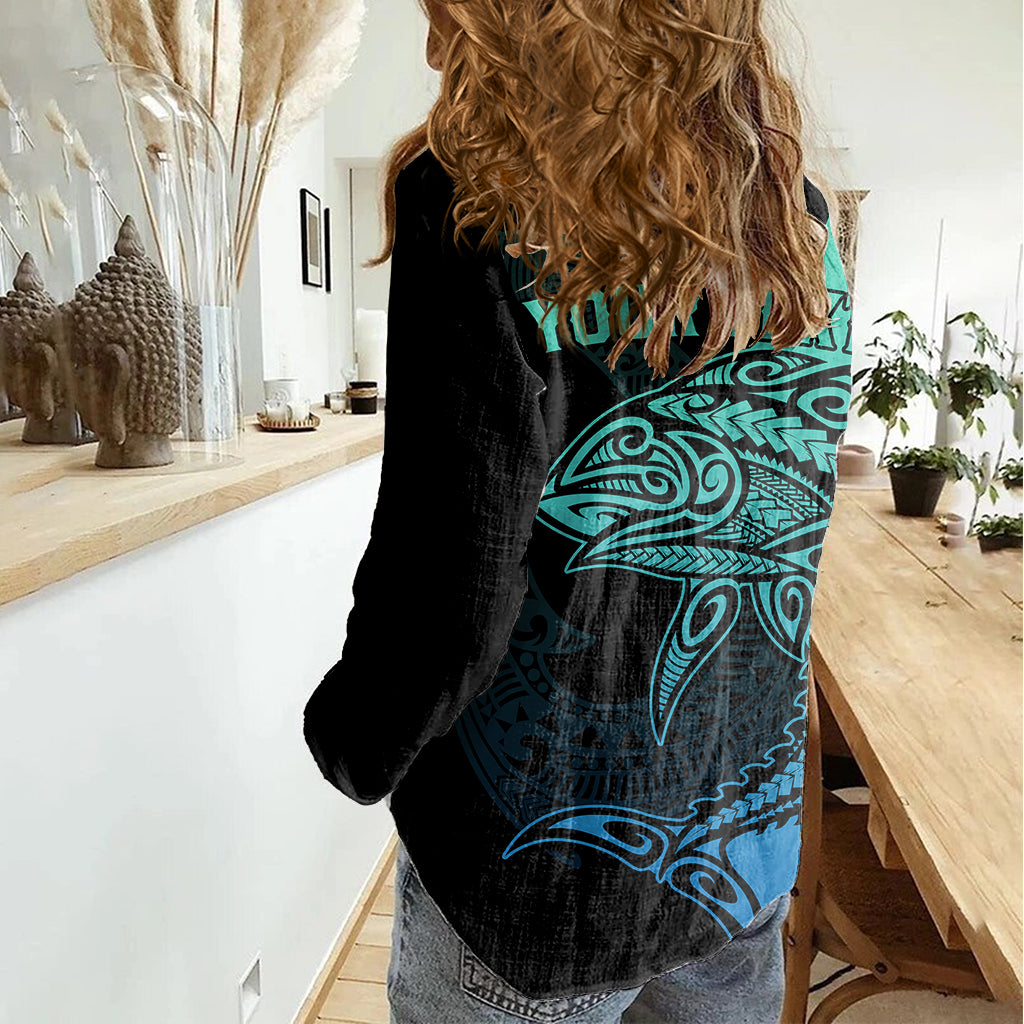 personalised-polynesia-fishing-women-casual-shirt-with-maori-hei-matau-fish-hook-turquoise-art