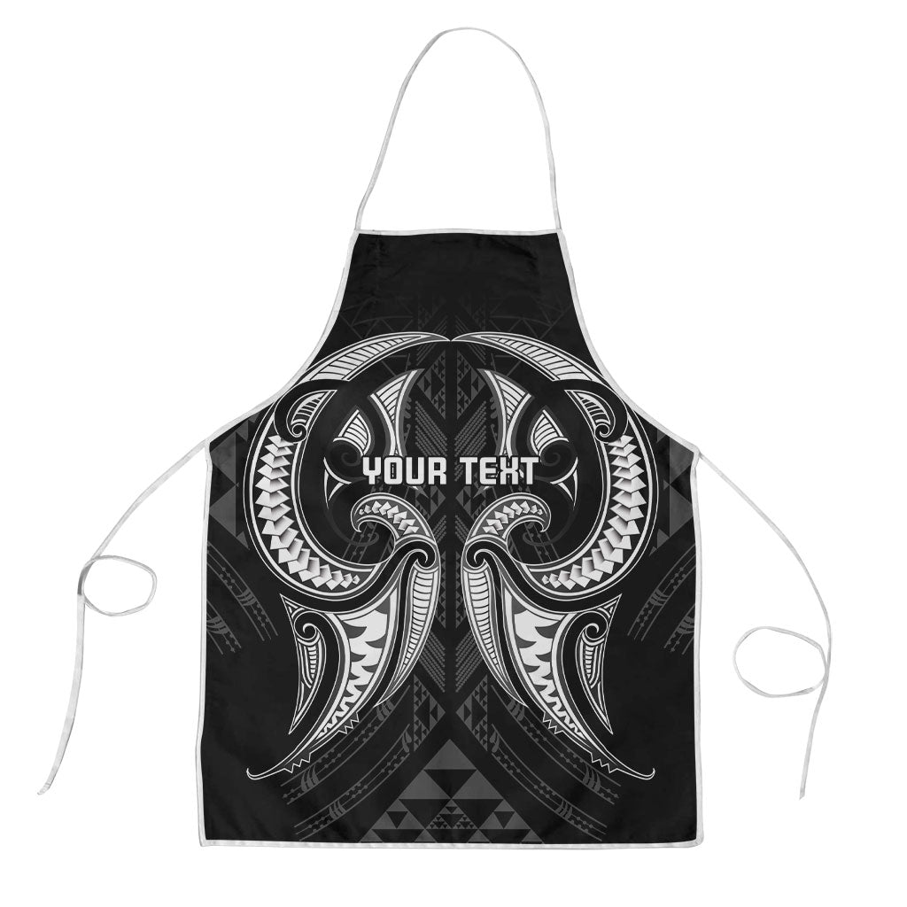 Maori Rugby Custom Ngaru Mangopare Apron Black Whetu Niho Taniwha Motif LT9 Black - Polynesian Pride