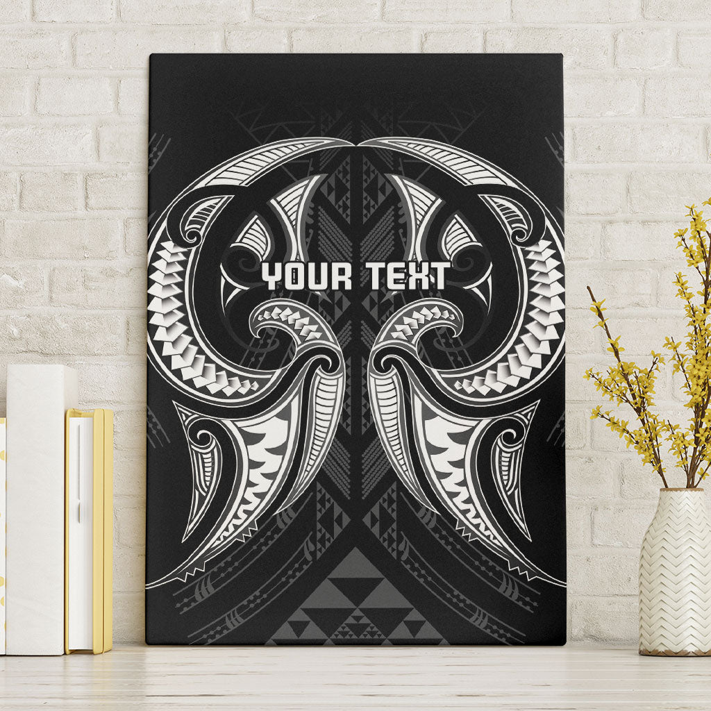 Maori Rugby Custom Ngaru Mangopare Canvas Wall Art Black Whetu Niho Taniwha Motif LT9 Without Frame Black - Polynesian Pride