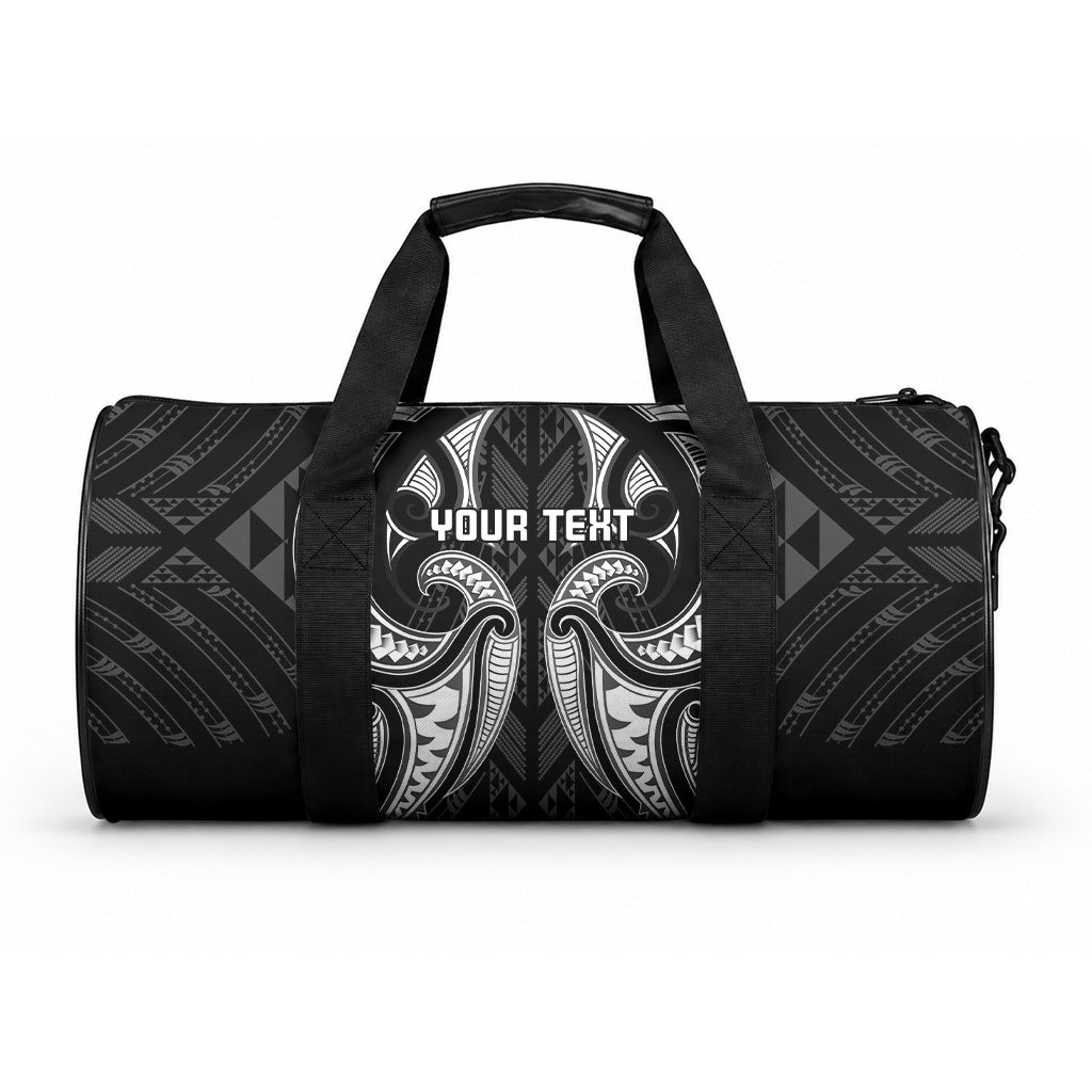 Maori Rugby Custom Ngaru Mangopare Duffle Bag Black Whetu Niho Taniwha Motif LT9 One size Black - Polynesian Pride