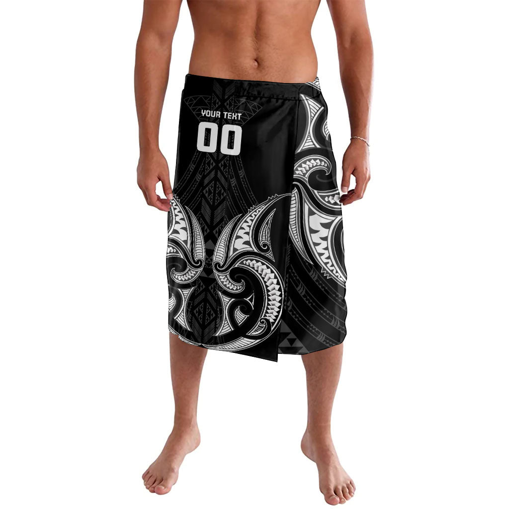Maori Rugby Custom Ngaru Mangopare Lavalava Black Whetu Niho Taniwha Motif LT9 Black - Polynesian Pride