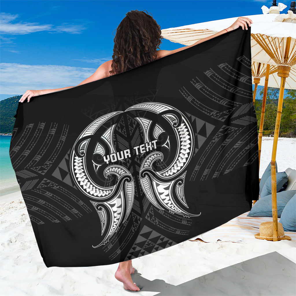 Maori Rugby Custom Ngaru Mangopare Sarong Black Whetu Niho Taniwha Motif LT9 One Size 44 x 66 inches Black - Polynesian Pride