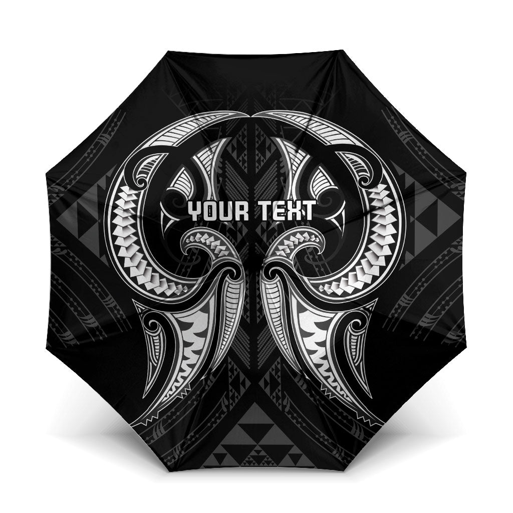 Maori Rugby Custom Ngaru Mangopare Umbrella Black Whetu Niho Taniwha Motif LT9 One Size Folded 11.42 inch Opened Diameter 37.4 inch Black - Polynesian Pride