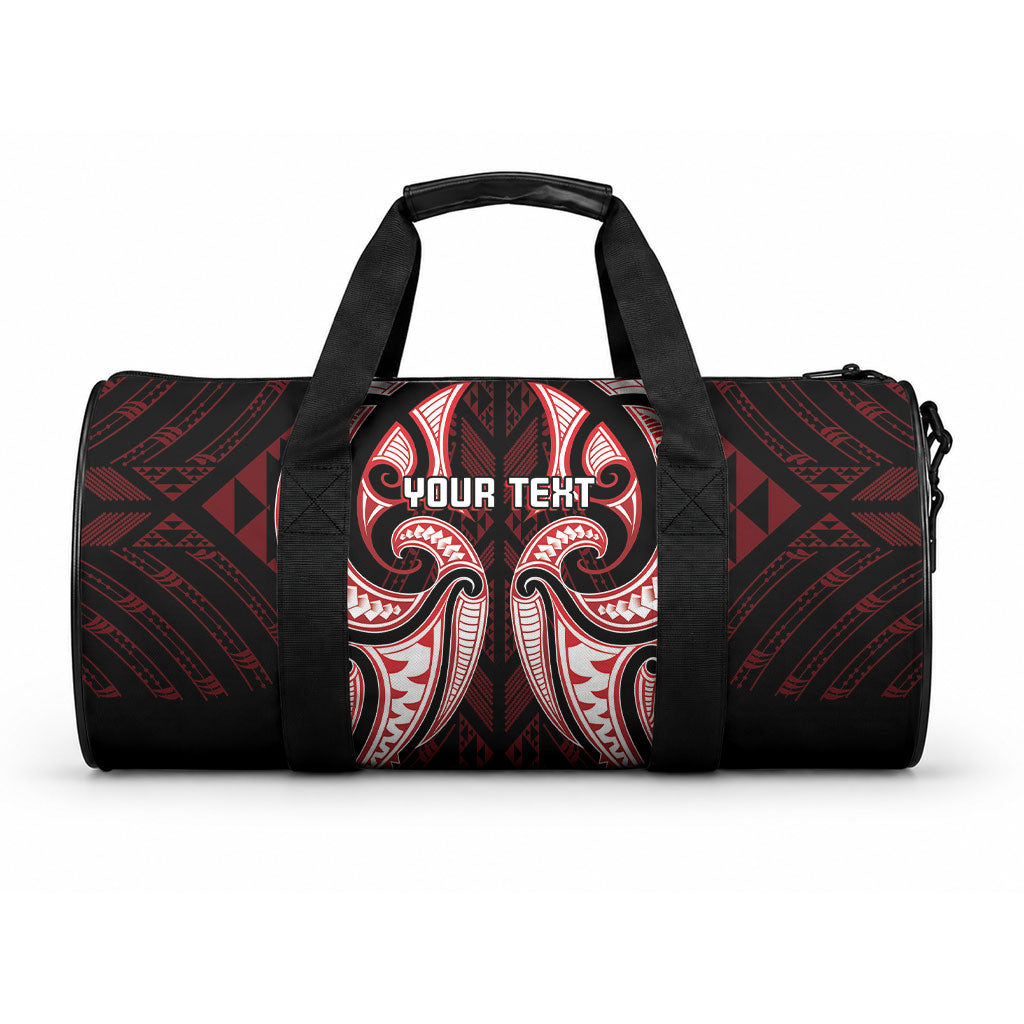 Maori Rugby Custom Ngaru Mangopare Duffle Bag Black Red Whetu Niho Taniwha Motif LT9 One size Red - Polynesian Pride