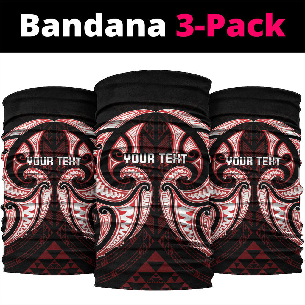 Maori Rugby Custom Ngaru Mangopare Neck Gaiter Black Red Whetu Niho Taniwha Motif LT9 package One Size: 25*50cm Red - Polynesian Pride