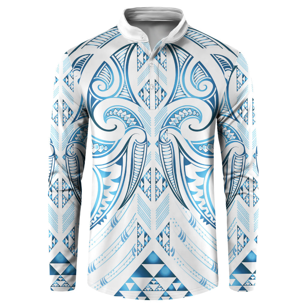 Maori Rugby Custom Ngaru Mangopare Button Sweatshirt Kahui Whetu Niho Taniwha Motif LT9 Galaxy - Polynesian Pride