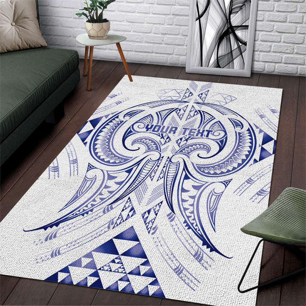 Maori Rugby Custom Ngaru Mangopare Area Rug Kikorangi Niho Taniwha Motif LT9 Blue - Polynesian Pride