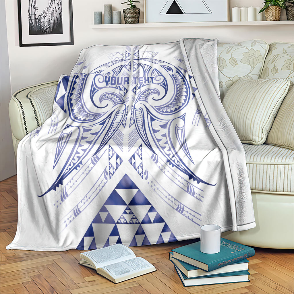 Maori Rugby Custom Ngaru Mangopare Blanket Kikorangi Niho Taniwha Motif LT9 Blue - Polynesian Pride